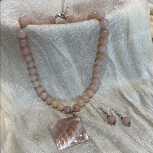 Elegant Blush Beaded Necklace and Earring Set